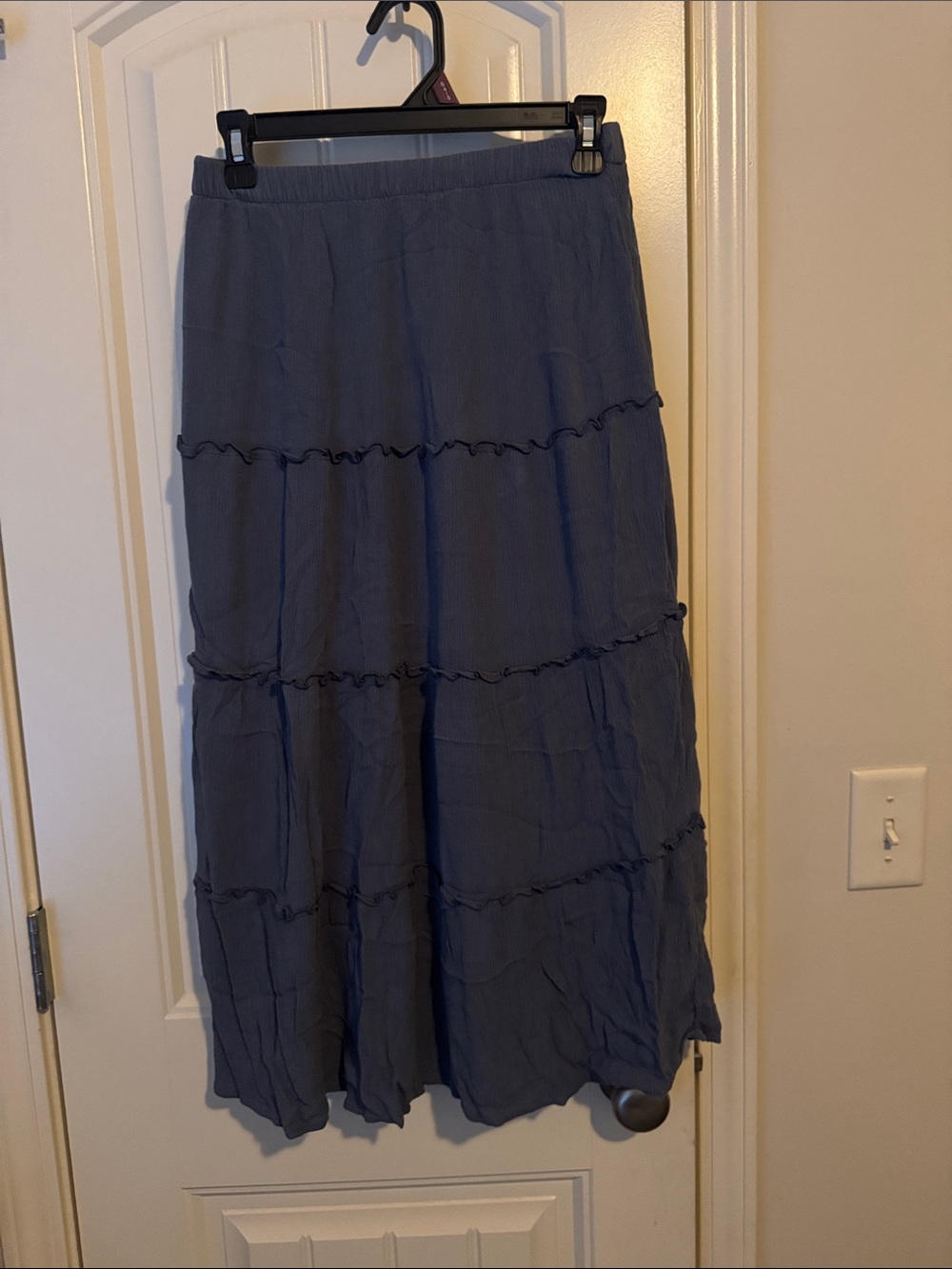 Hollister Tiered Maxi Skirt in Slate Blue